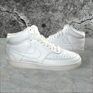 Nike COURT VISION Mid BASKETBALL SHOES Triple White CD5466-100 MEN’S Size 8.5
